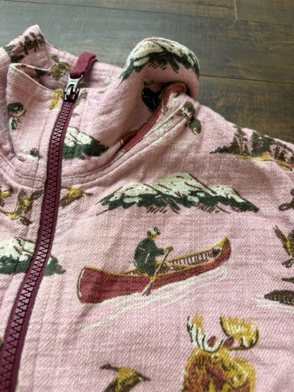 L.L. Bean Pink Nature inspired Print Half-Zip Pullover - Picture 15 of 16